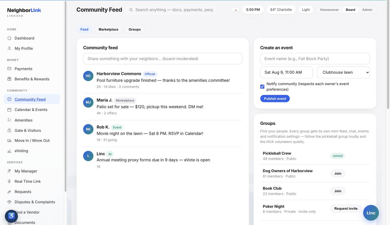 Link360 community feed